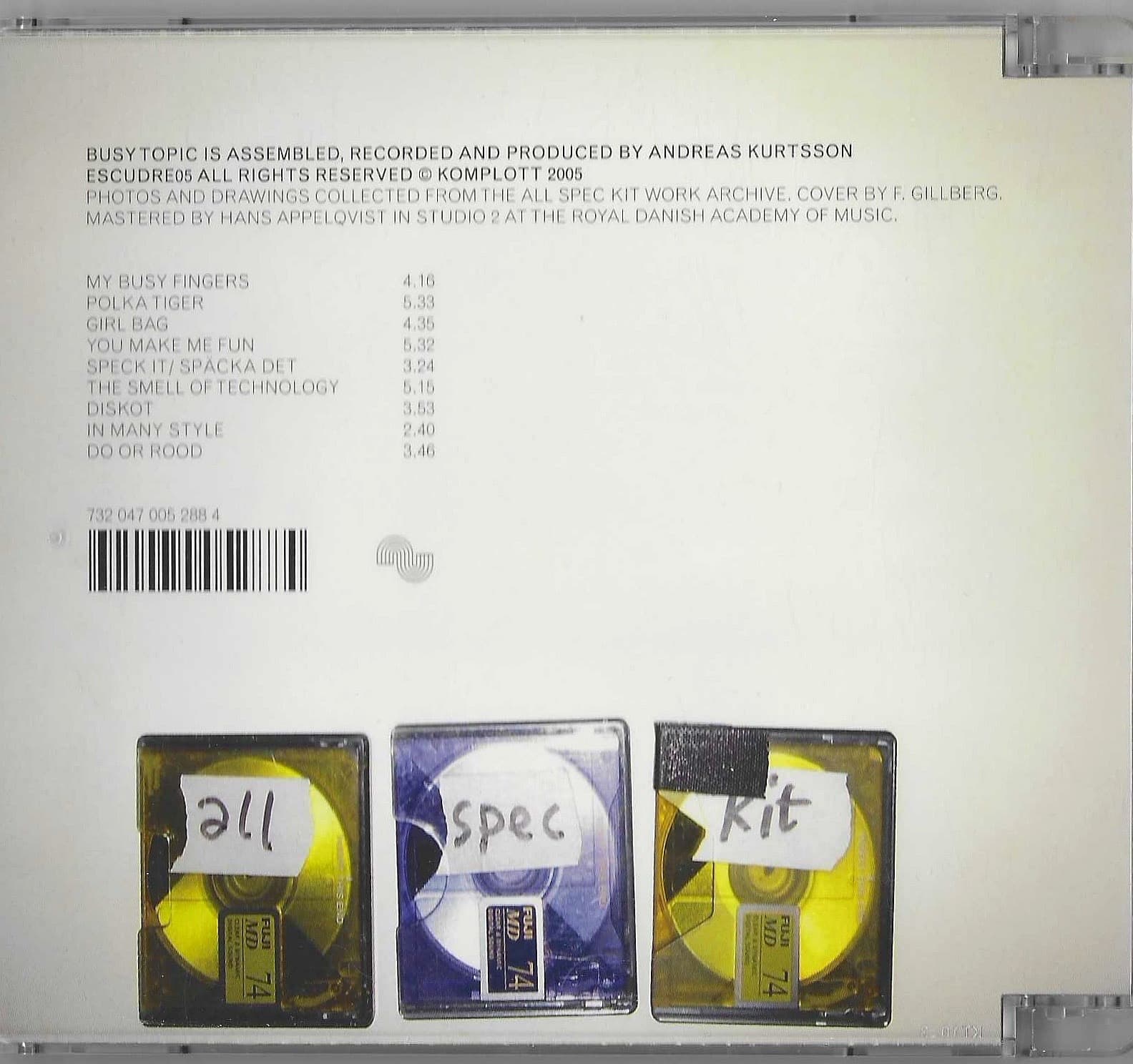 All spec kit - busy topic cd backside