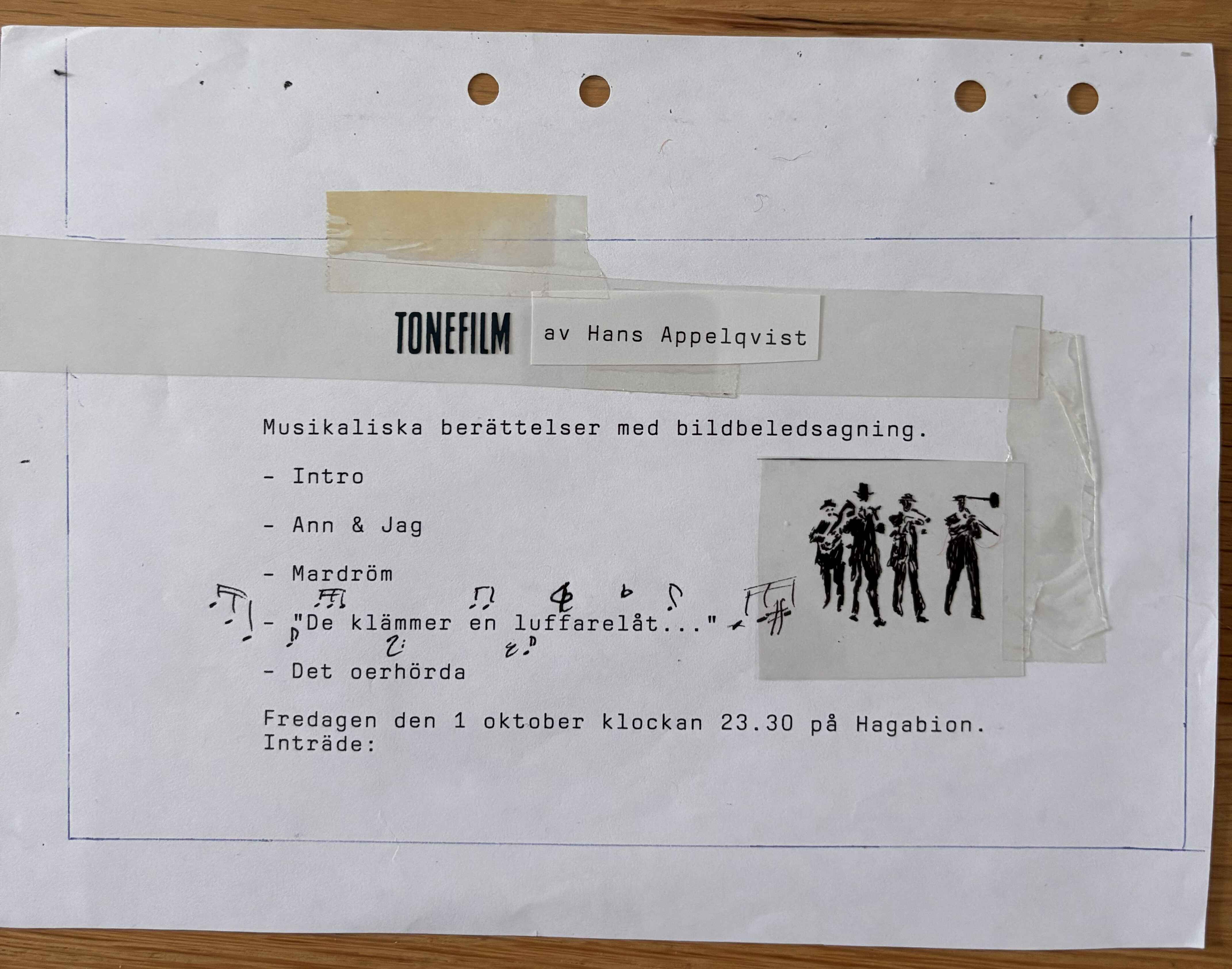 Tonefilm concert flyer