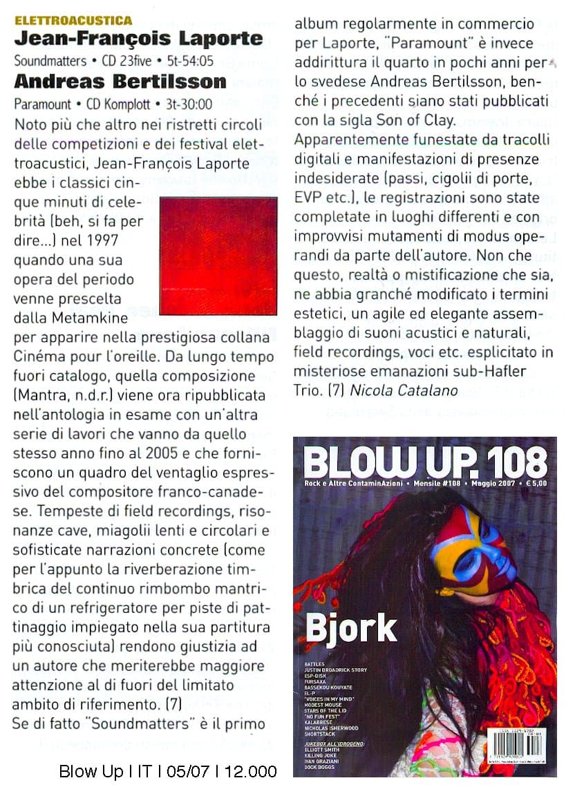 Blow Up May 07- Andreas Bertilsson - Paramount review